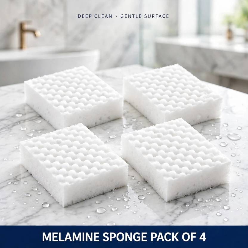 Medium, Pack of 4 SP Enterprises Magic Cleaning Sponge Pack of 4 | Multipurpose Kitchen & Bathroom Scrub Sponge Scrub Pad, Scrub Sponge, Sponge Wipe