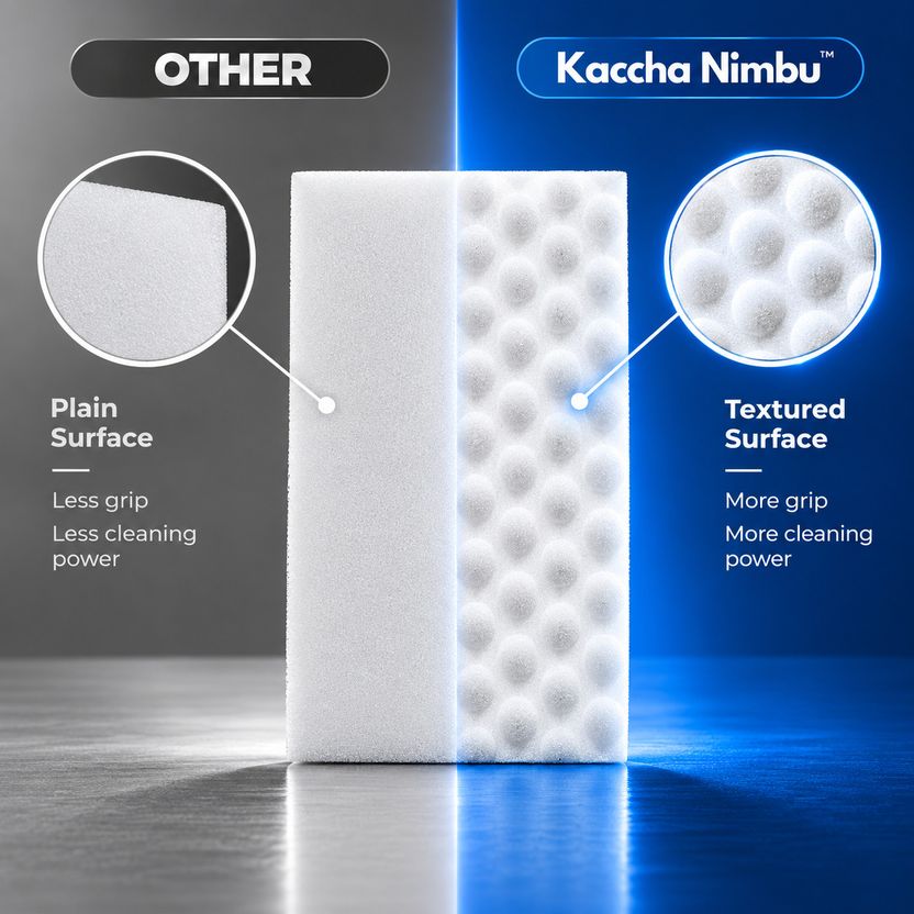 Kaccha Nimbu Magic Eraser Cleaning Sponge, Pack of 4 - Image 5