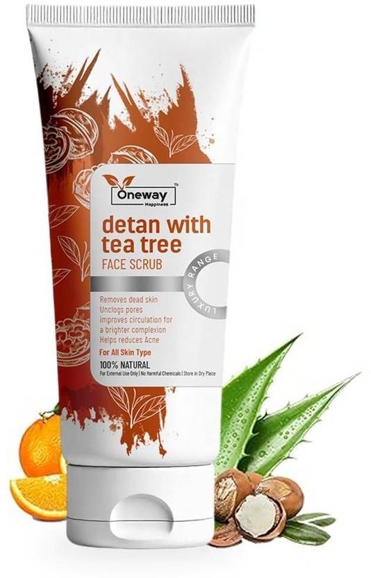 Oneway Happiness De-Tan Face Scrub | Tan Removal & Brightening | Natural Exfoliating Formula Scrub