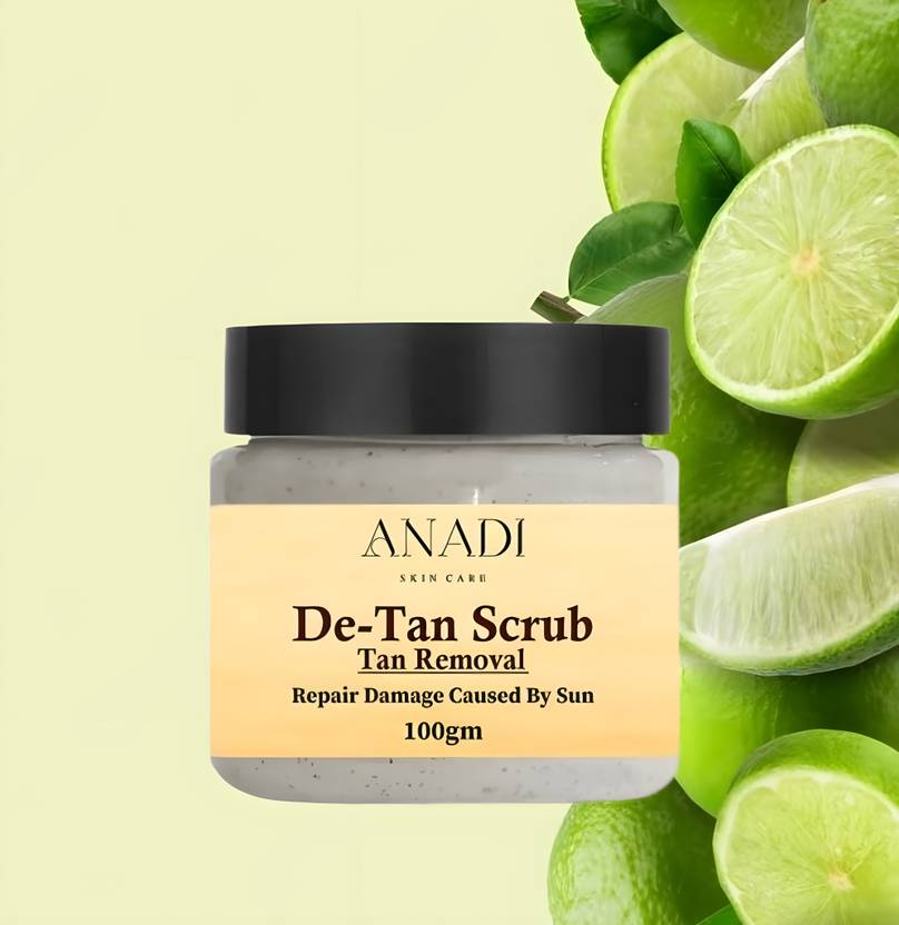 ANADI De-Tan Face and Body Scrub with Walnut Beads, Aloe Vera for Tan Free skin – 100g Scrub