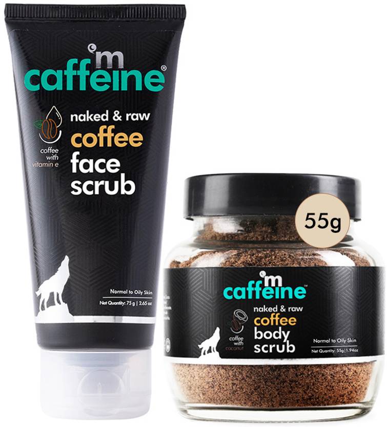 mCaffeine Coffee Body & Face Scrub, Remove Tan, Dead Skin, Black