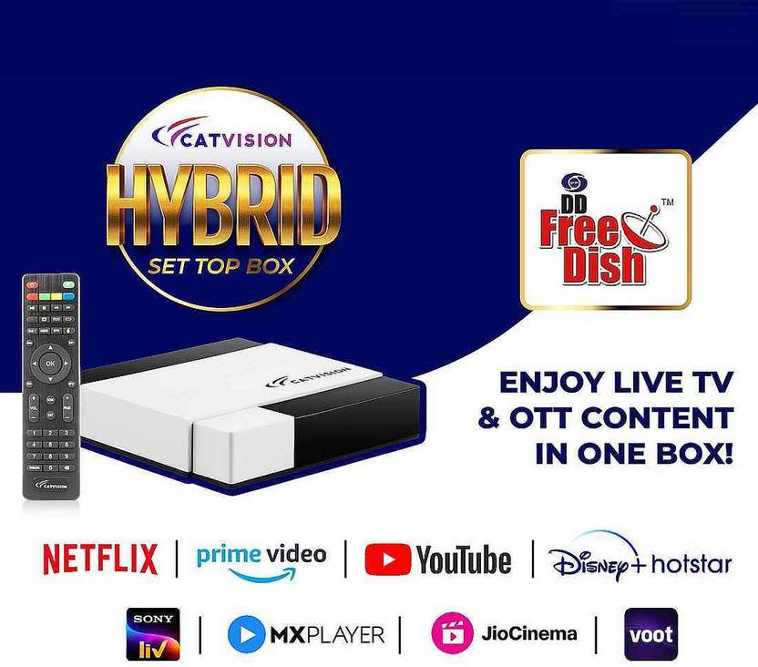 Catvision Hybrid Set Top Box OTT+DVB S2 115+ Free Channels WiFi