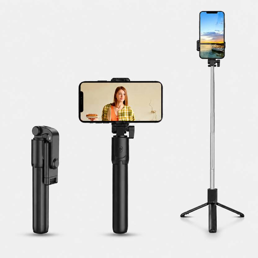 TheLazuliStore R1 Bluetooth Selfie Stick with Tripod, Wireless Remote & Extendable Mobile Holder Bluetooth Selfie Stick