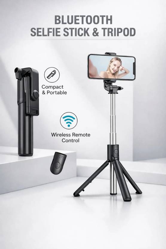 Buenovida Selfie Stick Tripod with Wireless Remote Extendable Stand for Vlogging & Photography Bluetooth Selfie Stick