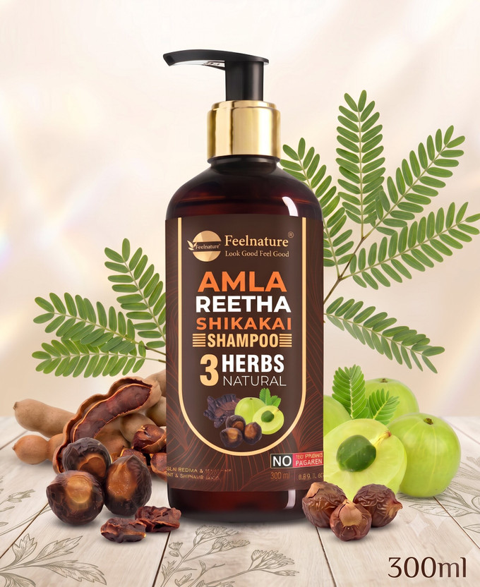 FeelNature Amla Reetha Shikakai Shampoo For Anti-Hair Fall