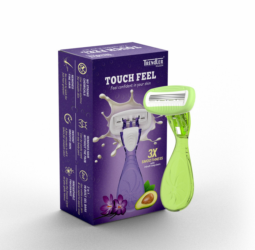 TRENDLER Touch Feel Razor 3 Blade Green Mini Travel Body Razor