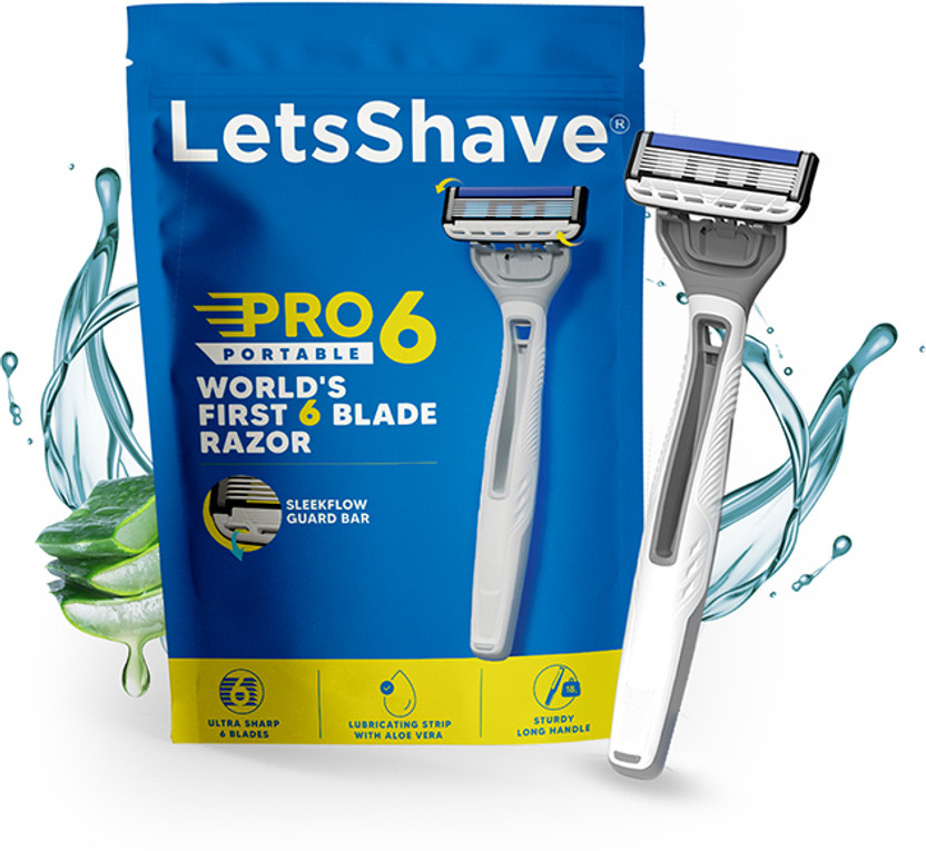 LetsShave Pro 6 Portable Razor World's First 6 Blade Disposable