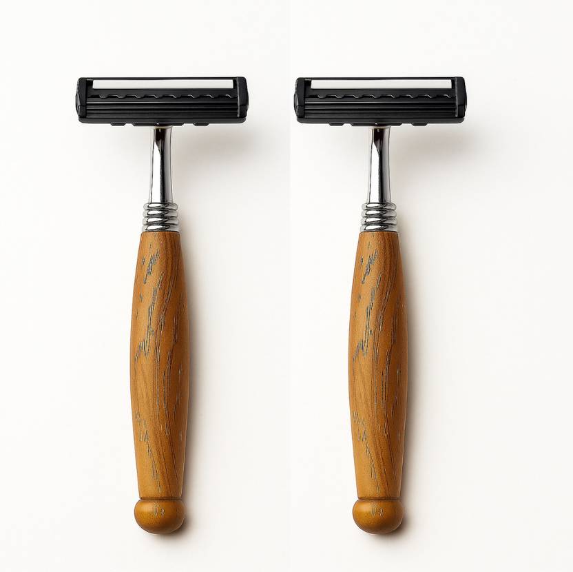 CANECO Wooden Razor for Men & Women – Eco-Friendly Reusable Metal Razor, Men & Women