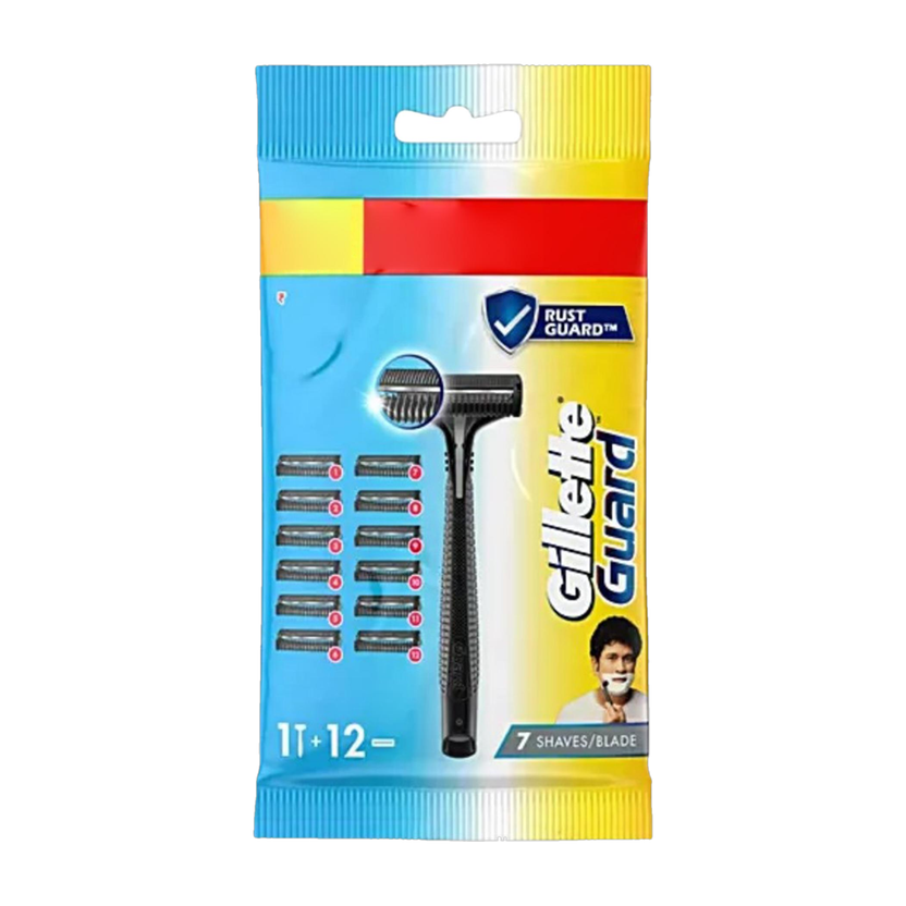 Gillette Guard Manual Shaving Razor Blades -12 Cartridges + 1