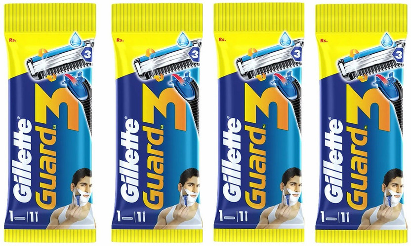 Gillette Guard 3 Shaving Razor - Handle + Cartridge, 4pcs., Men