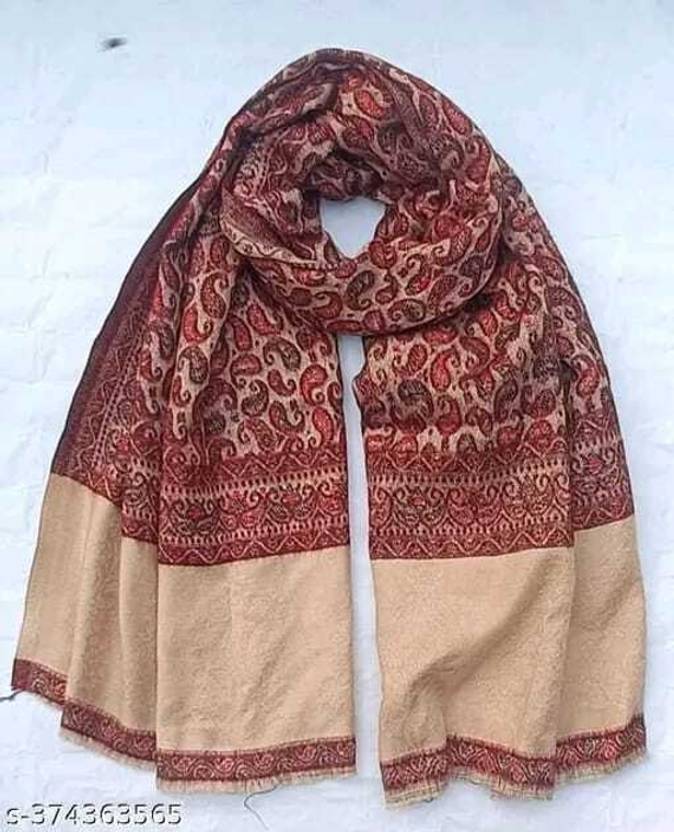 LIBSADRESSES Wool Self Design Women Shawl