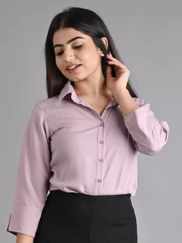 MAGHMA Women Regular Fit Solid Spread Collar Casual Shirt
