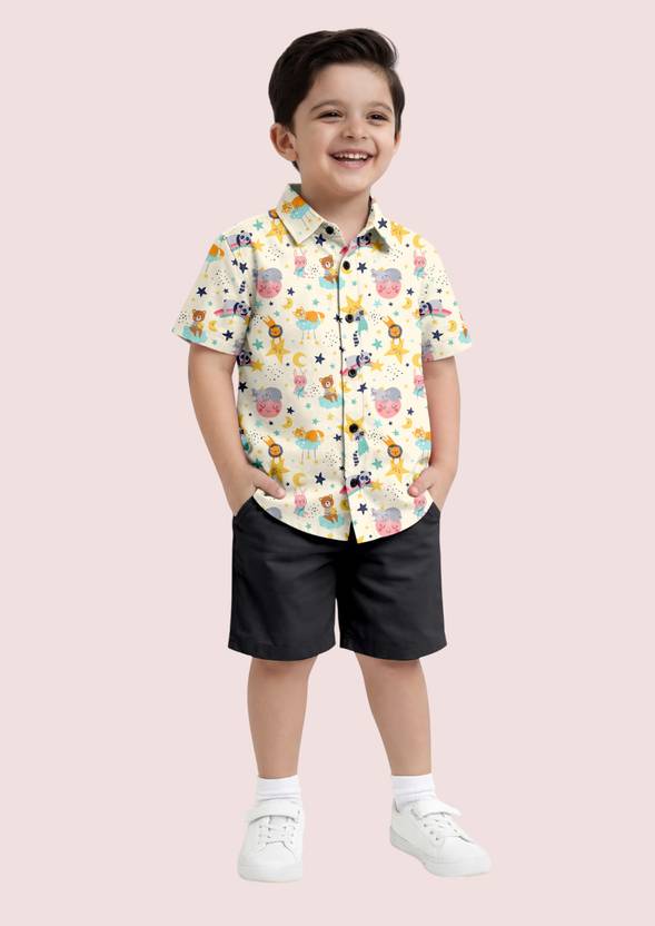 PRIYANSHI ENTERPRISE Boys Regular Fit Printed Spread Collar Casual Shirt