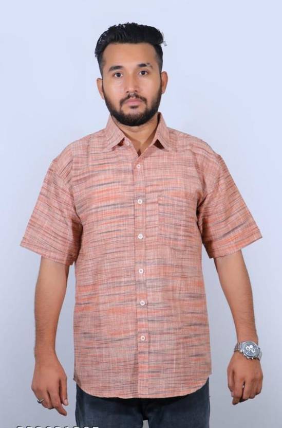 HMcollect Men Regular Fit Self Design Spread Collar Casual Shirt