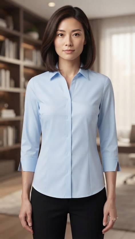 Novotny Women Solid Formal Light Blue Shirt