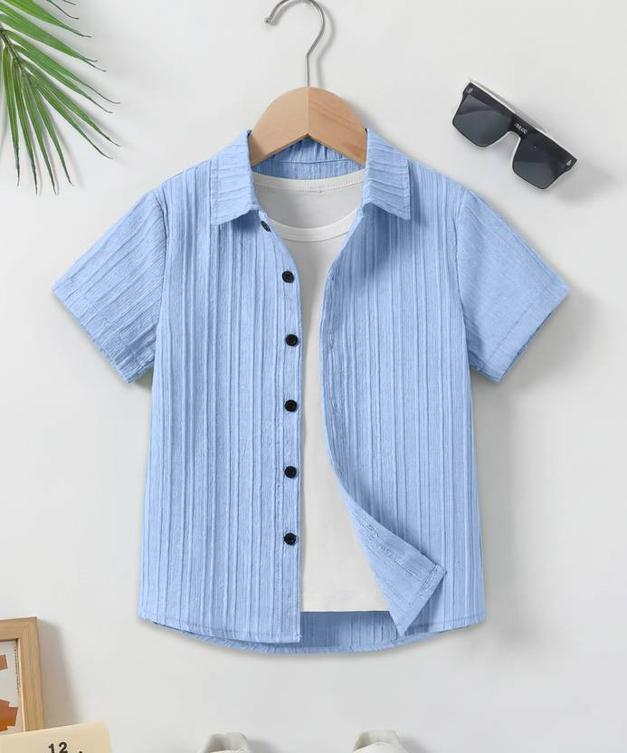 BHUMIKA CREATION Boys Regular Fit Self Design Spread Collar Casual Shirt
