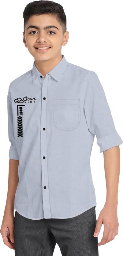 FRAUS Boys Solid Casual Grey Shirt