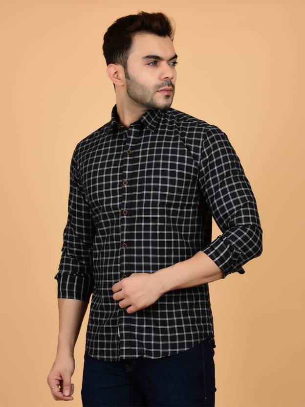 HEED ATTENTIVE Men Regular Fit Checkered Spread Collar Casual Shirt