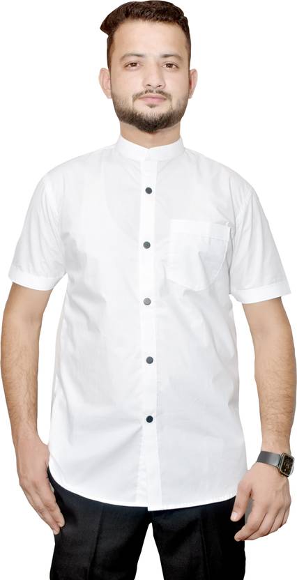 AL-Crease Men Regular Fit Solid Mandarin Collar Casual Shirt