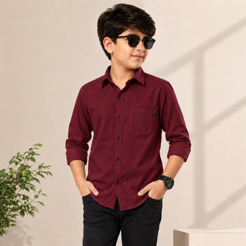 boldcloth Boys Solid Casual Black Shirt