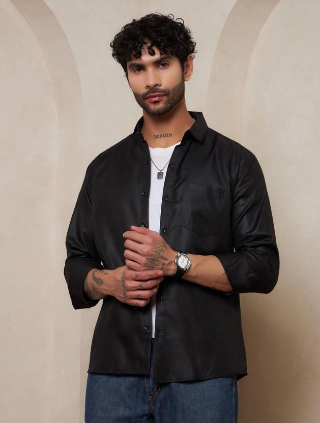 BIKIT Men Solid Casual Black Shirt