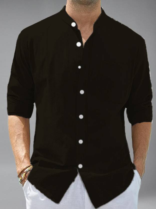TrendiVastra Men Solid Casual Black Shirt