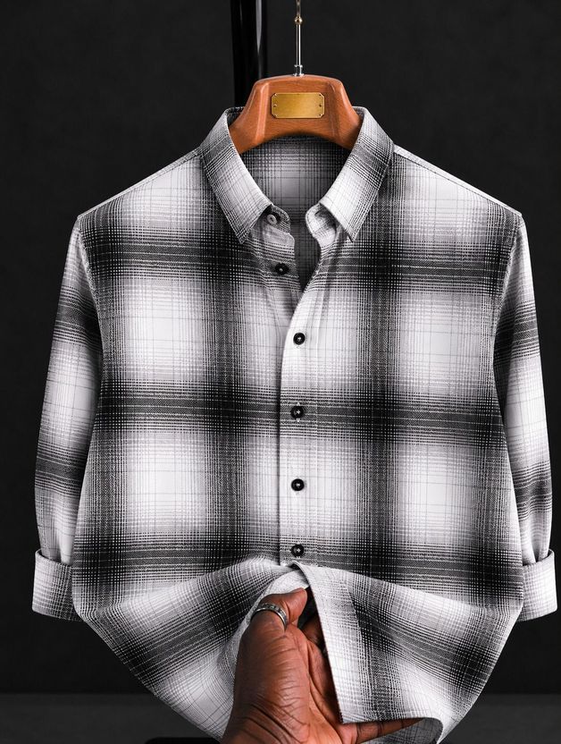 TREND USONASH Men Checkered Casual White Shirt - Image 3