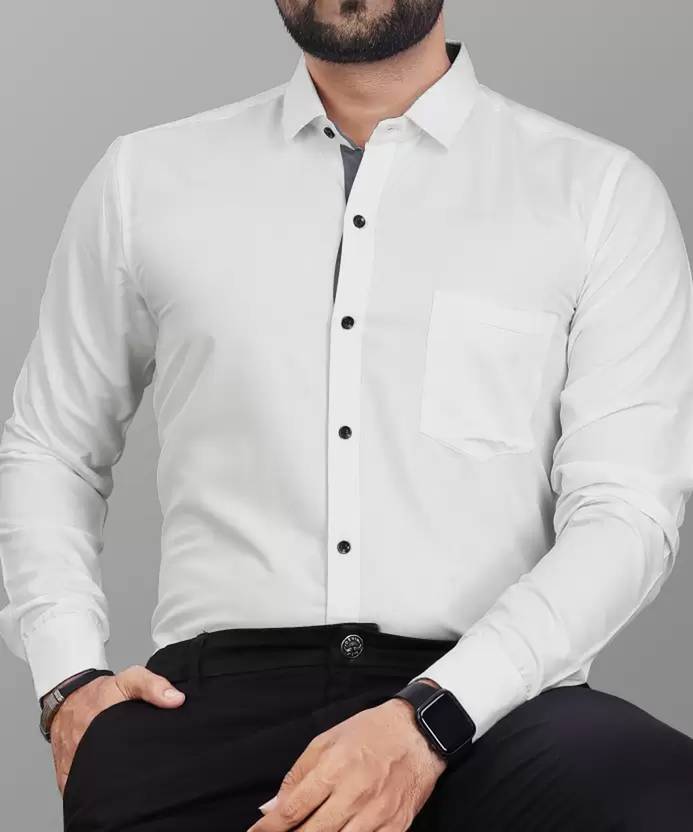 Univibe Men Solid Casual White Shirt