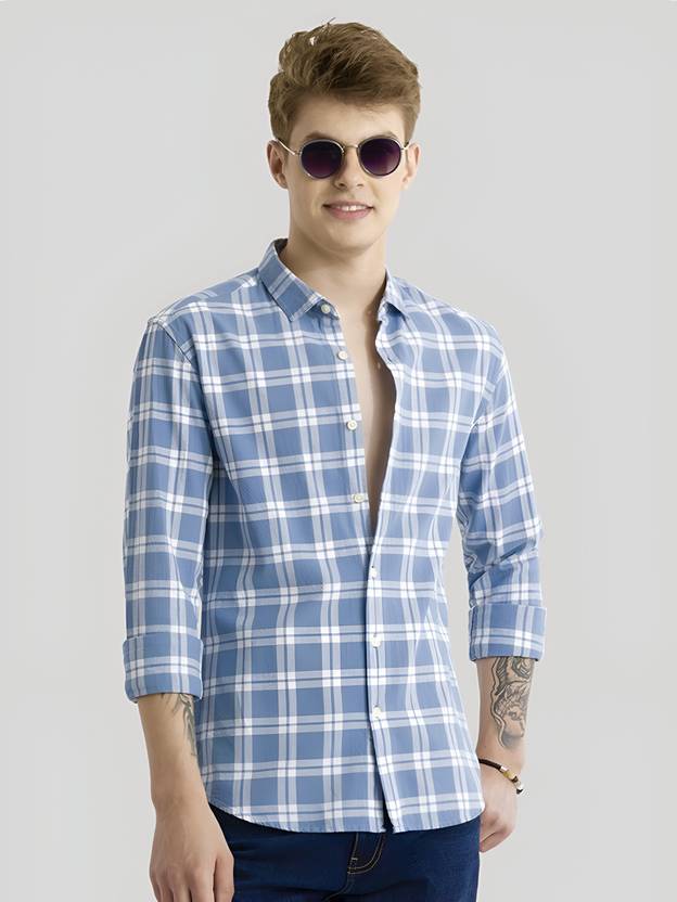 RODEIZ Men Slim Fit Striped Spread Collar Casual Shirt