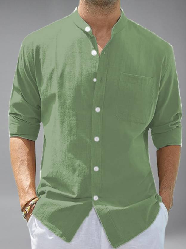 TrendiVastra Men Solid Casual Light Green Shirt