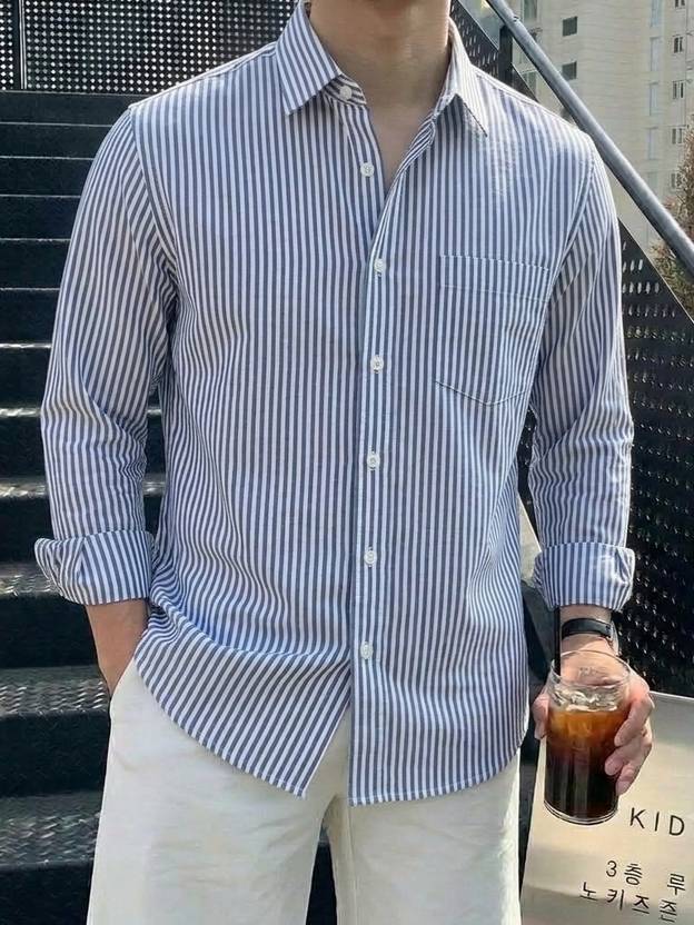 Striped Men Regular Fit Striped Spread Collar Casual Shirt