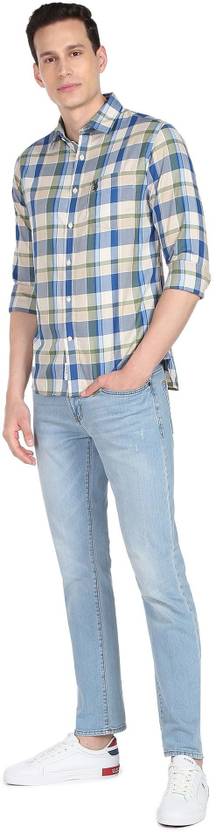 Men Regular Fit Checkered Spread Collar Casual Shirt