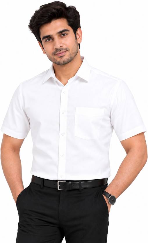 AntlersGuild Men Solid Casual White Shirt