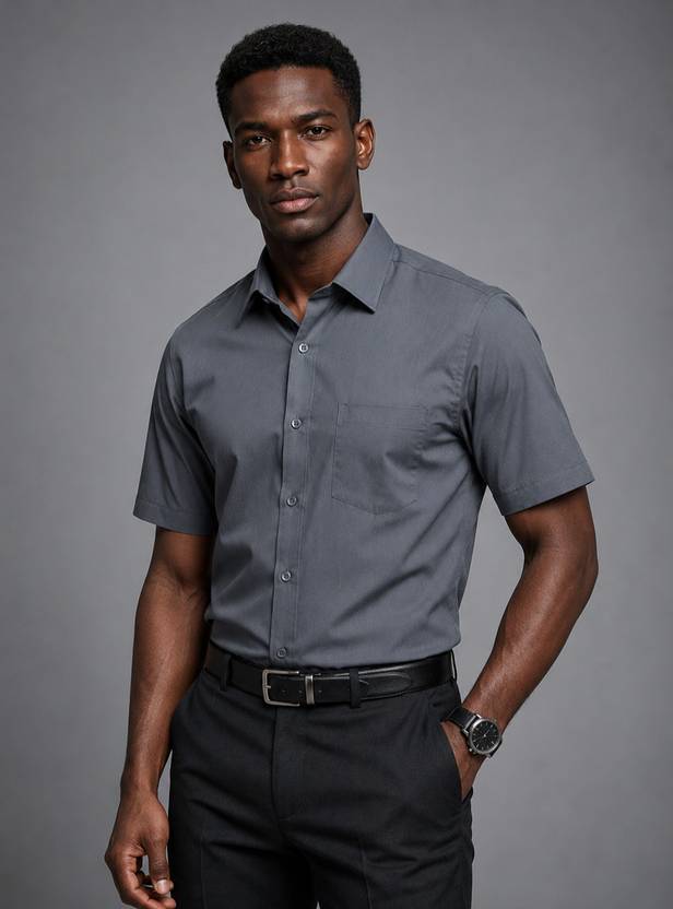 Appel Touch Men Solid Formal Grey Shirt