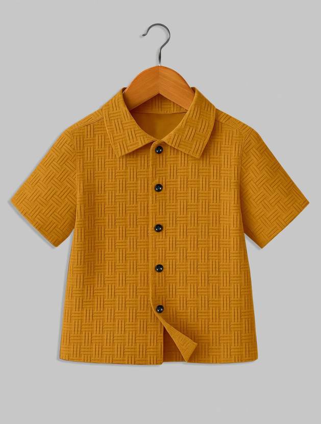 HG TAX Boys Regular Fit Self Design Built-up Collar Casual Shirt