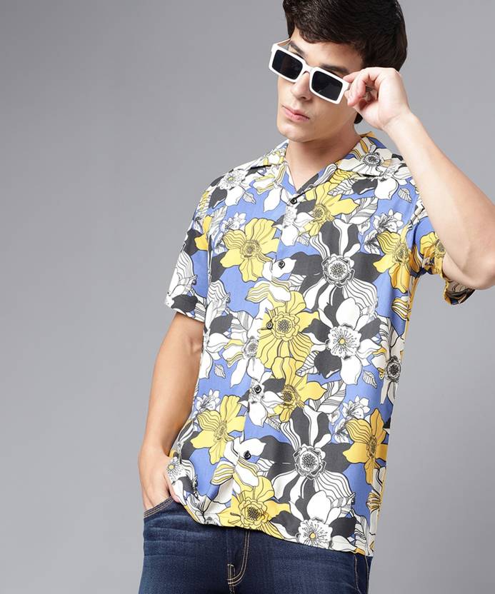 Hancock Men Regular Fit Printed Lapel Collar Casual Shirt