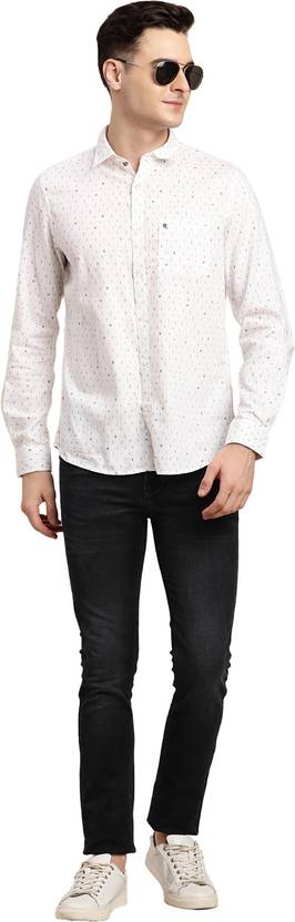 turtle men printed casual white shirt