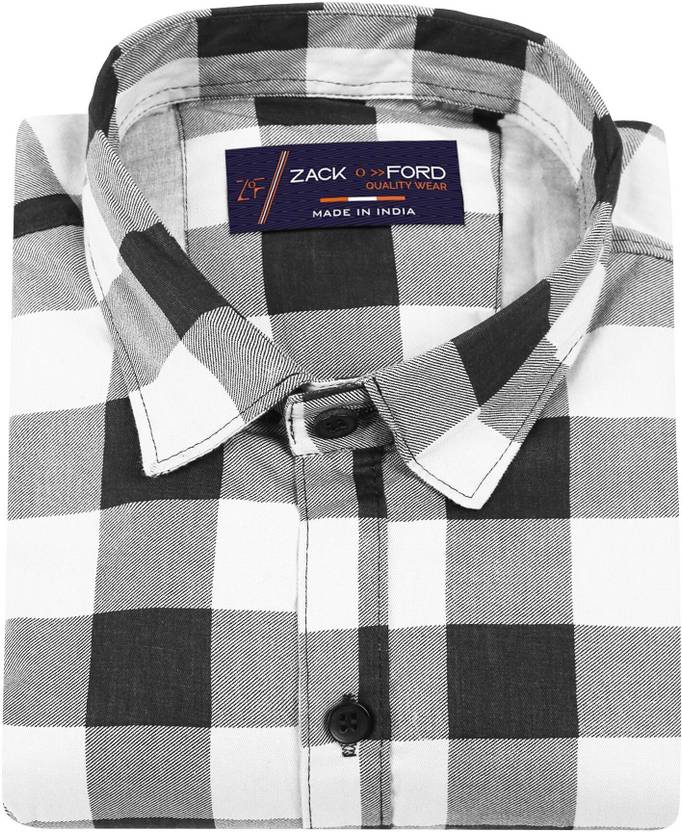 Banana plug Men Checkered Casual Black, White Shirt