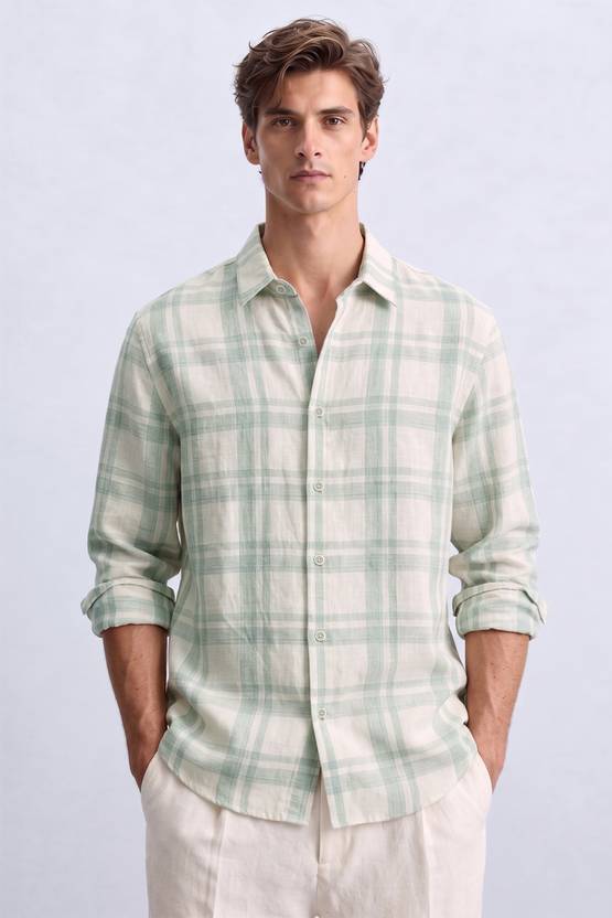MISCHIEF Monkey Men Regular Fit Checkered Spread Collar Casual Shirt