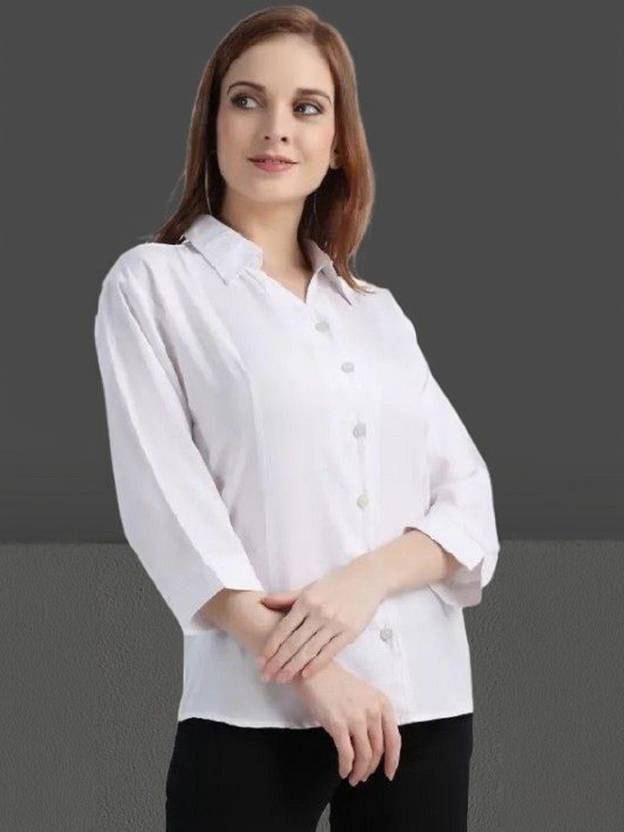 Novotny Women Solid Formal White Shirt