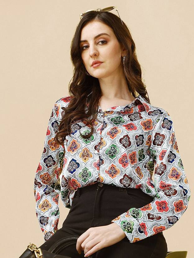 KALINI Women Regular Fit Printed Spread Collar Casual Shirt