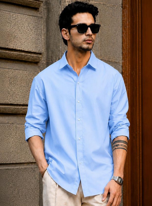 BROCON Men Regular Fit Solid Spread Collar Shirt - Image 7