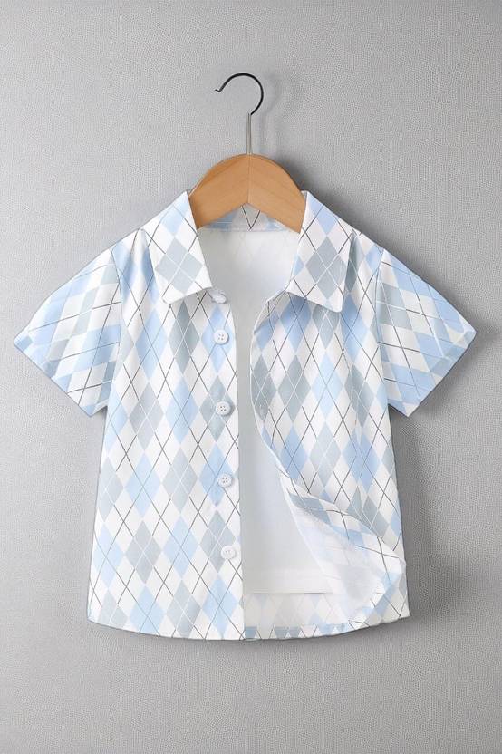 DHEER FASHION Boys Regular Fit Geometric Print Spread Collar Casual Shirt