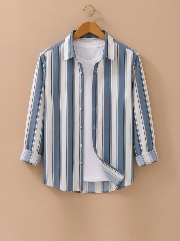 SHIRTZONE Men Slim Fit Striped Spread Collar Casual Shirt