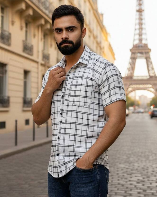 Shozaai Collection Men Regular Fit Checkered Spread Collar Casual Shirt