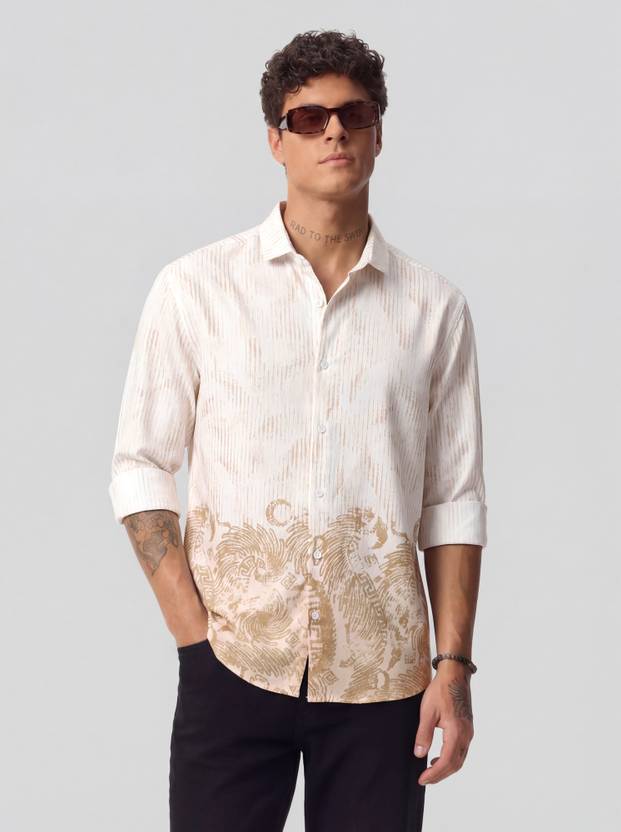 SANBROS Men Regular Fit Printed Spread Collar Casual Shirt