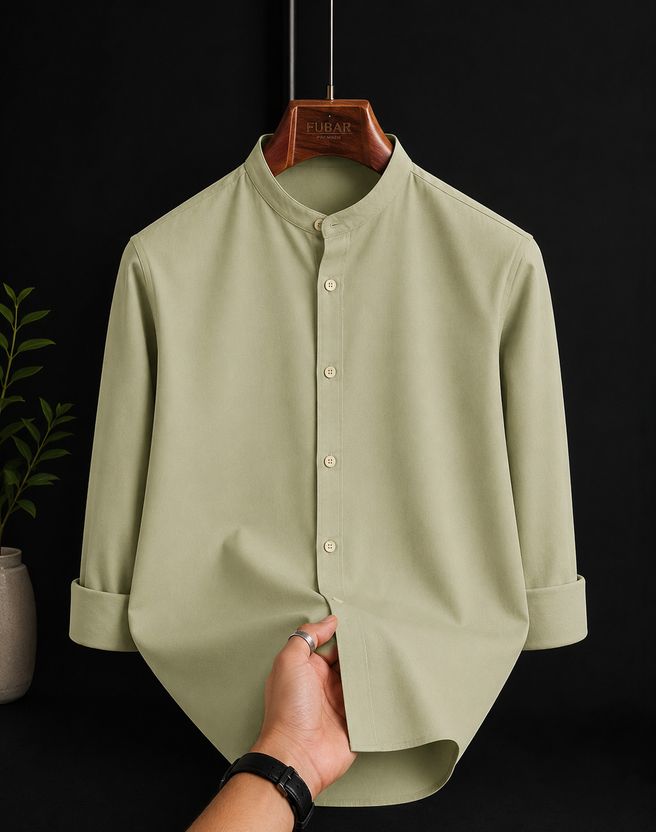 FUBAR Men Slim Fit Mandarin Collar Shirt - Image 1