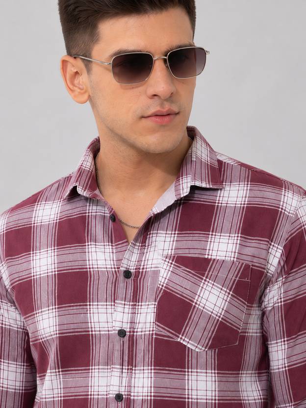 HKV FASHION Men Regular Fit Checkered Spread Collar Casual Shirt