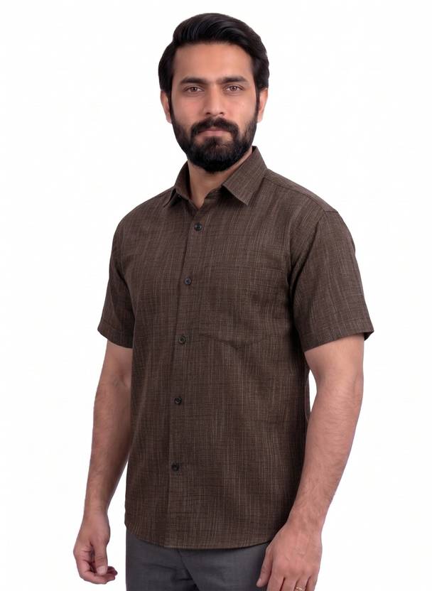 Auzanoor Collection Men Regular Fit Self Design Spread Collar Casual Shirt