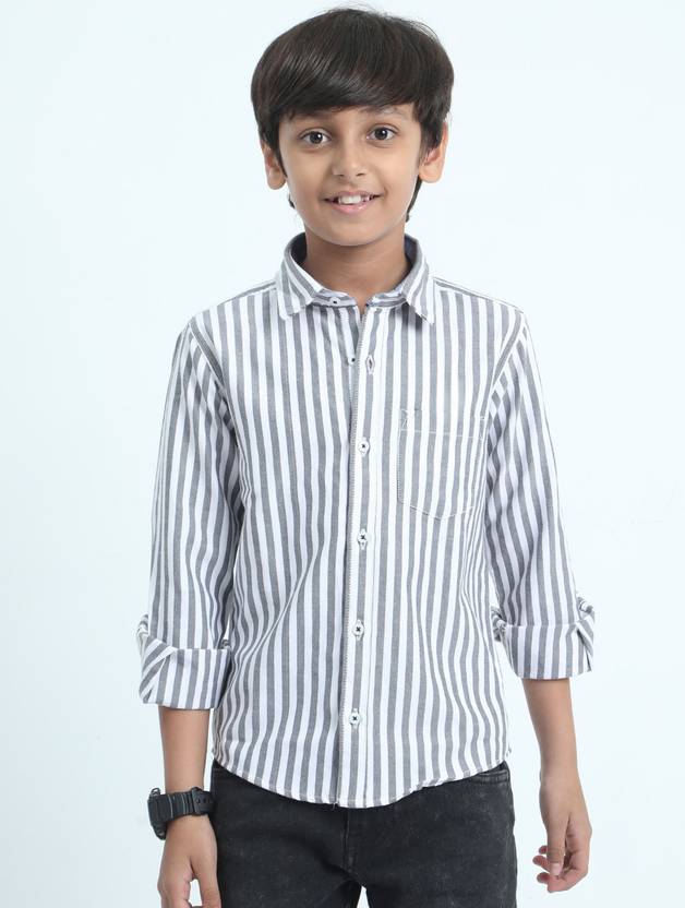 ROCKET SCIENCE Boys Regular Fit Striped Spread Collar Casual Shirt